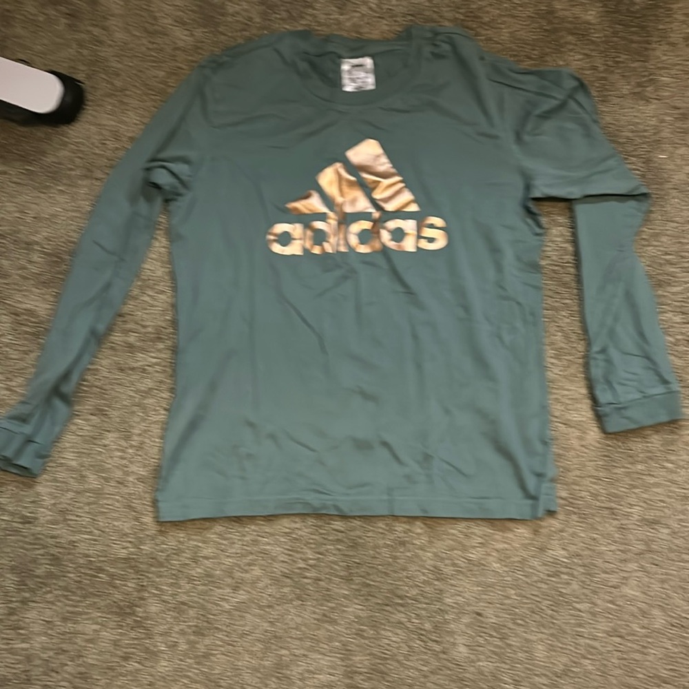 Adidas green and gold long sleeve size medium